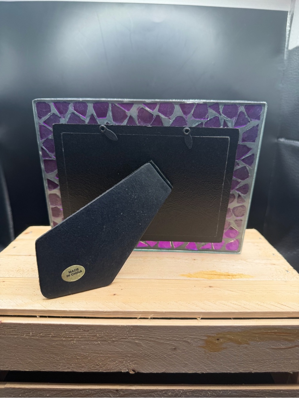Purple Mosaic Glass Picture Frame 4x6 Photo Frame Silver Trim Tabletop Display - Picture 5 of 5